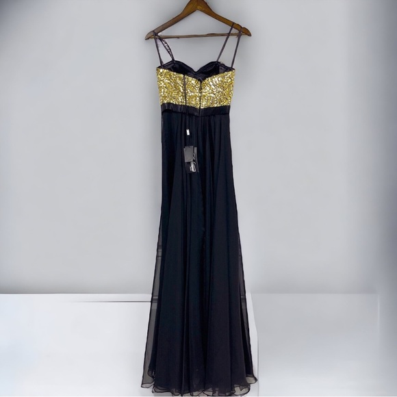 NWT Stunning La Femme Gold Jeweled Bodice Strapless Evening Gown - Size 8 - Picture 4 of 10